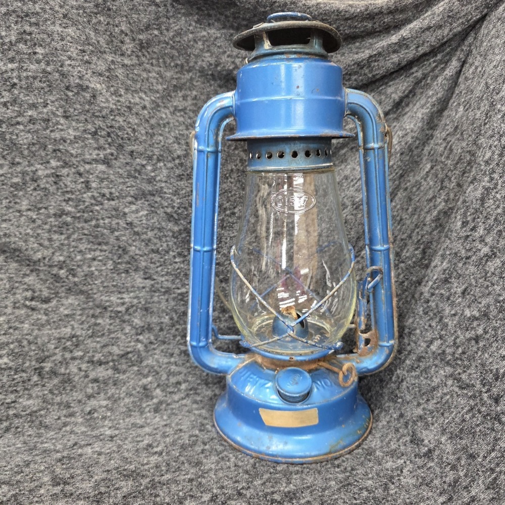 Vintage Blue Dietz No. 1 Little Wizard Kerosene Lantern – Clear Glass Globe
